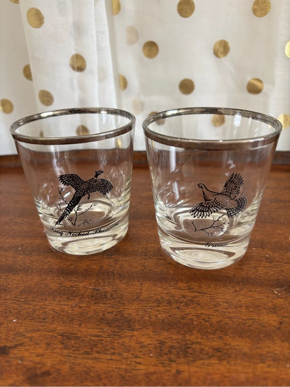 Vintage Federal Glass “Sportsman” Grouse and Pheasant Whiskey Barware Glasses
